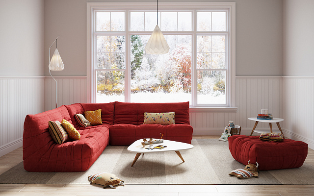 Диван в интерьере гостиной-20, Угловой диван ДеФранс